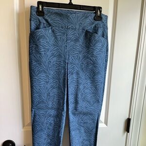 Chico's Blue Palm-Print High-Rise Leggings